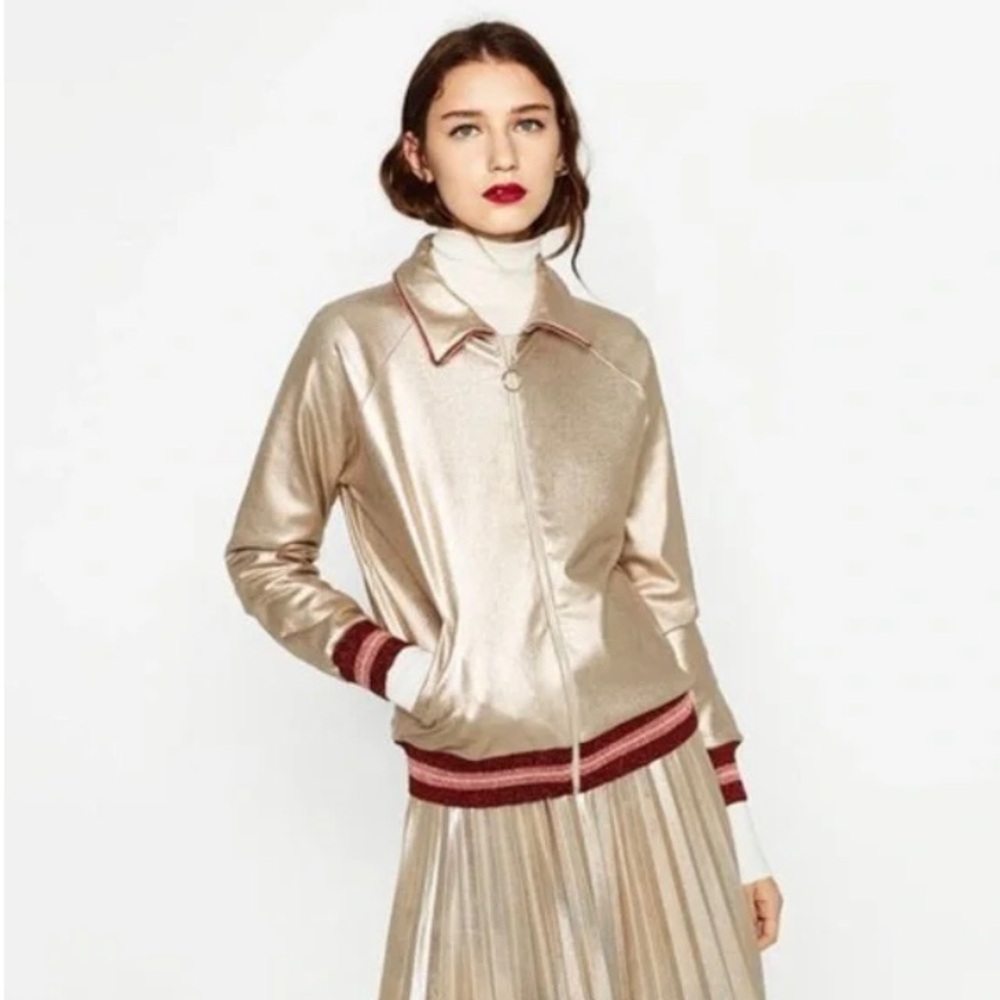 Ltd Edition Zara Knit Metallic Flight Bomber/Varsity Jacket SZ S